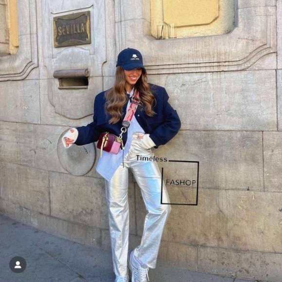 ZARA THE METALLIC SLIM WAXED JEANS - Picture 2 of 11